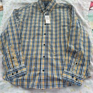 Haggar Men's Plaid Shirt - Blue and Yellow